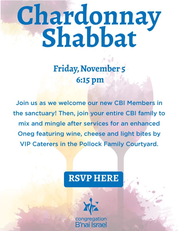 Chardonnay Shabbat & In-Person Shabbat Service